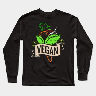 Carrot, Onion And Tomato Logo For Vegetarians And Vegan Long Sleeve T-Shirt